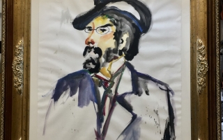 Retrato del guitarrista Francisco Tárrega pintado por Roberta Paternó