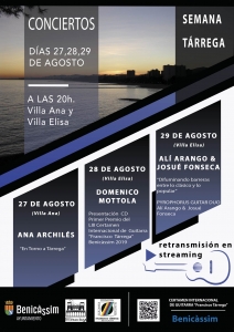 Cartel programa actividades guitarra Certamen "Francisco Tárrega" Benicasim